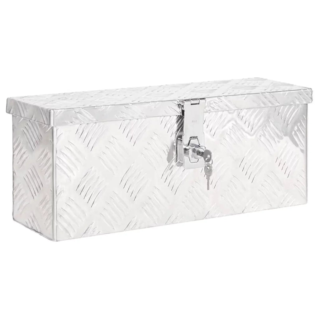 Anself Aluminum Tool Box Truck Toolbox Lockable Underbody Organizer Storage Case Trailer Box Silver for Vehicle, Garage, Camping Trip 19.7 x 8.1 x 5.9 Centimeter (L x W x H)