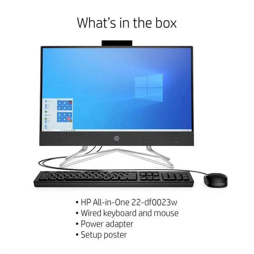 2022 Newest HP All-in-One Desktop, 22" FHD Touch Screen, AMD Ryzen 3 3250U, 12GB RAM, 512GB SSD, Webcam, DVD-RW, HDMI, RJ-45, USB Wired Keyboard&Mouse, WiFi, Windows 11 Home, Onyx