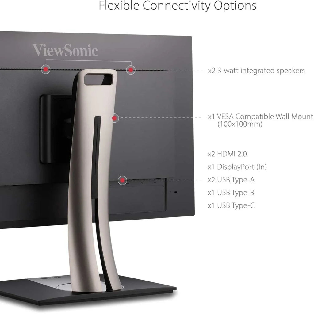 ViewSonic VP3256-4K 32 Unit Premium IPS 4K Ergonomic Monitor with Ultra-Thin Bezels, Color Accuracy, Pantone Validated, HDMI, DisplayPort and USB C for Professional Home and Office