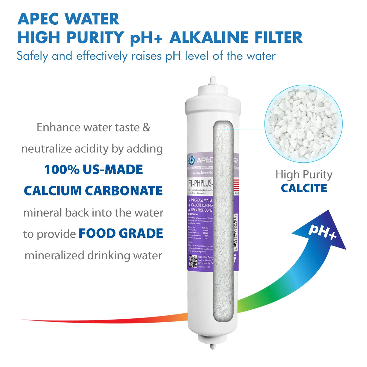 APEC FI-PHPLUS-QC 10" High Purity pH+ Calcium Carbonate Alkaline Replacement Filter