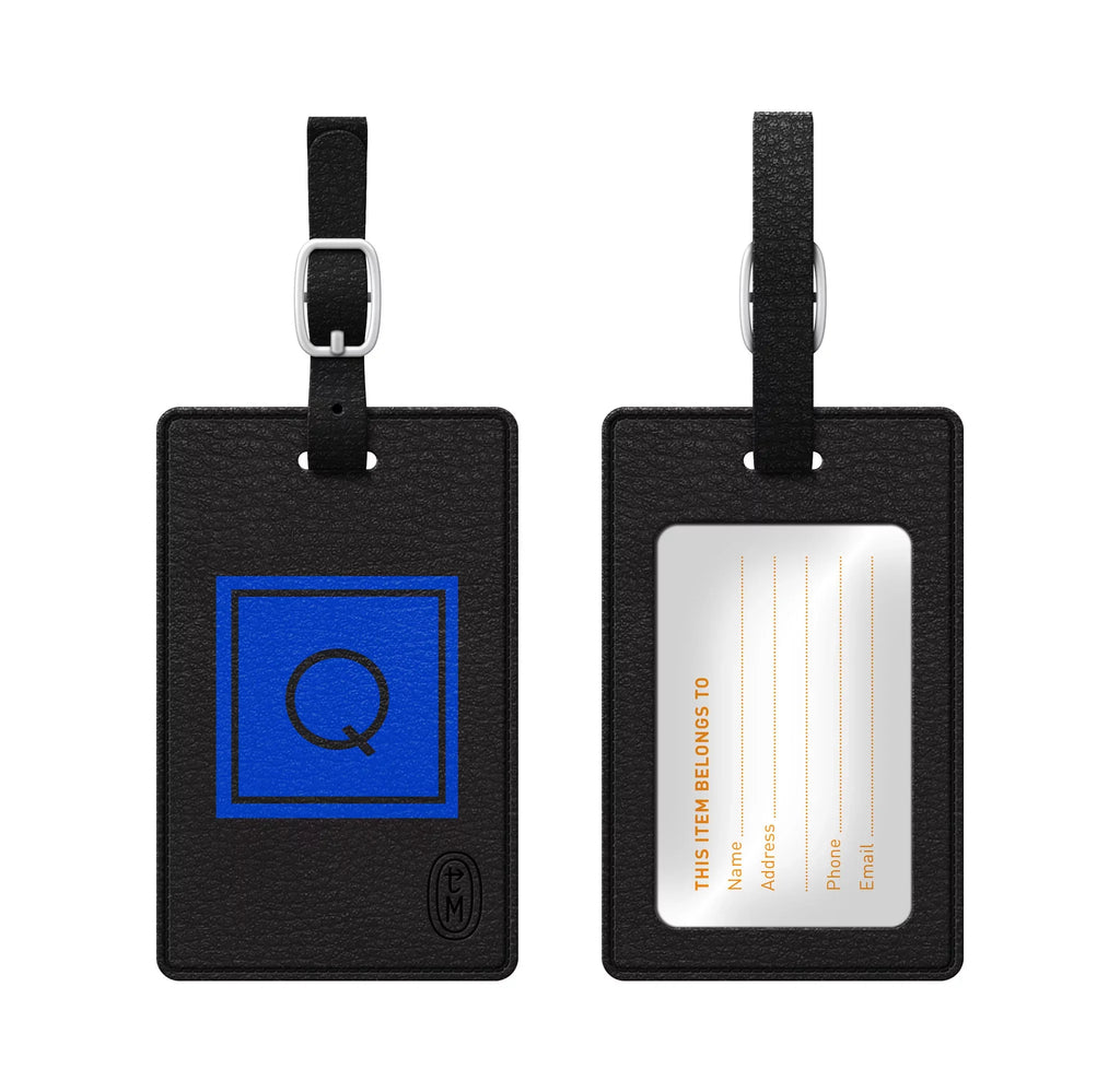 Centon OTM Monogram Leather Bag Tag Inversed Onyx Marine Q TAGV1BLK-M06M-Q