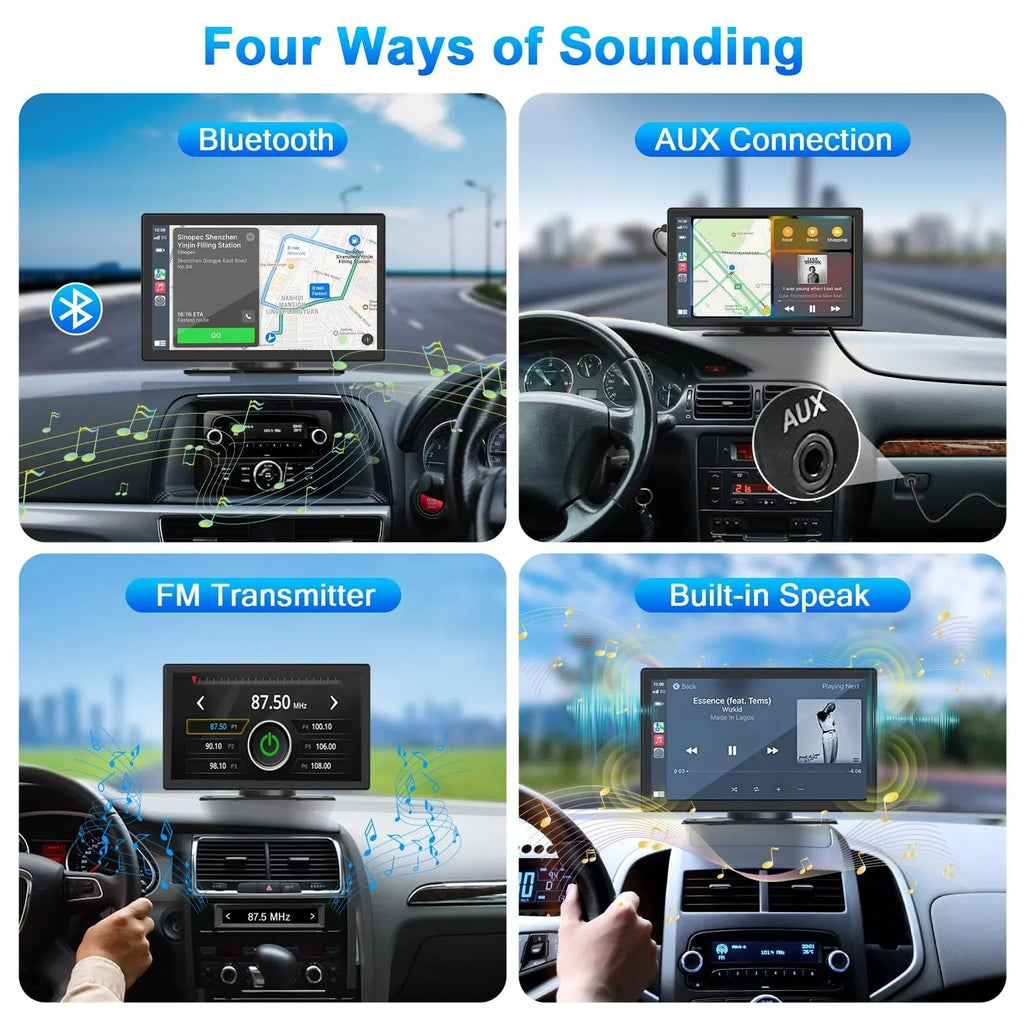 9 Centimeter Wireless Apple Carplay Car Stereo, Touch Car Play Screen Audio Car Radio Receiver, 2.5K Dash Cam,1080p Backup Camera DVR, Drive Mate Carplay Navigation, Multimedia Player