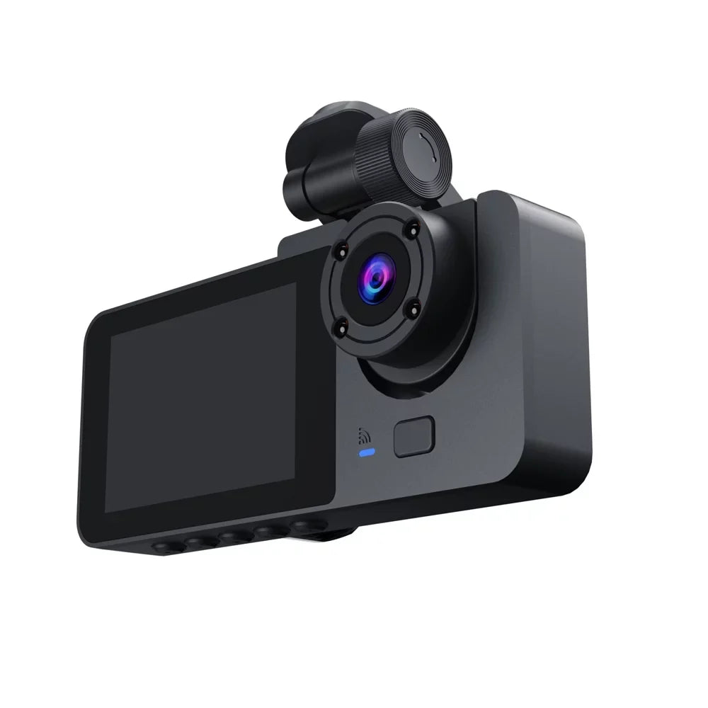 Shinysix 1080P DVR Dash Camera Front & Inside & Rear Camera Driving Recorder 2 Centimeter Screen Dashcam Support Night-Vision Loop Recording Motion Detection One-Key Lock
