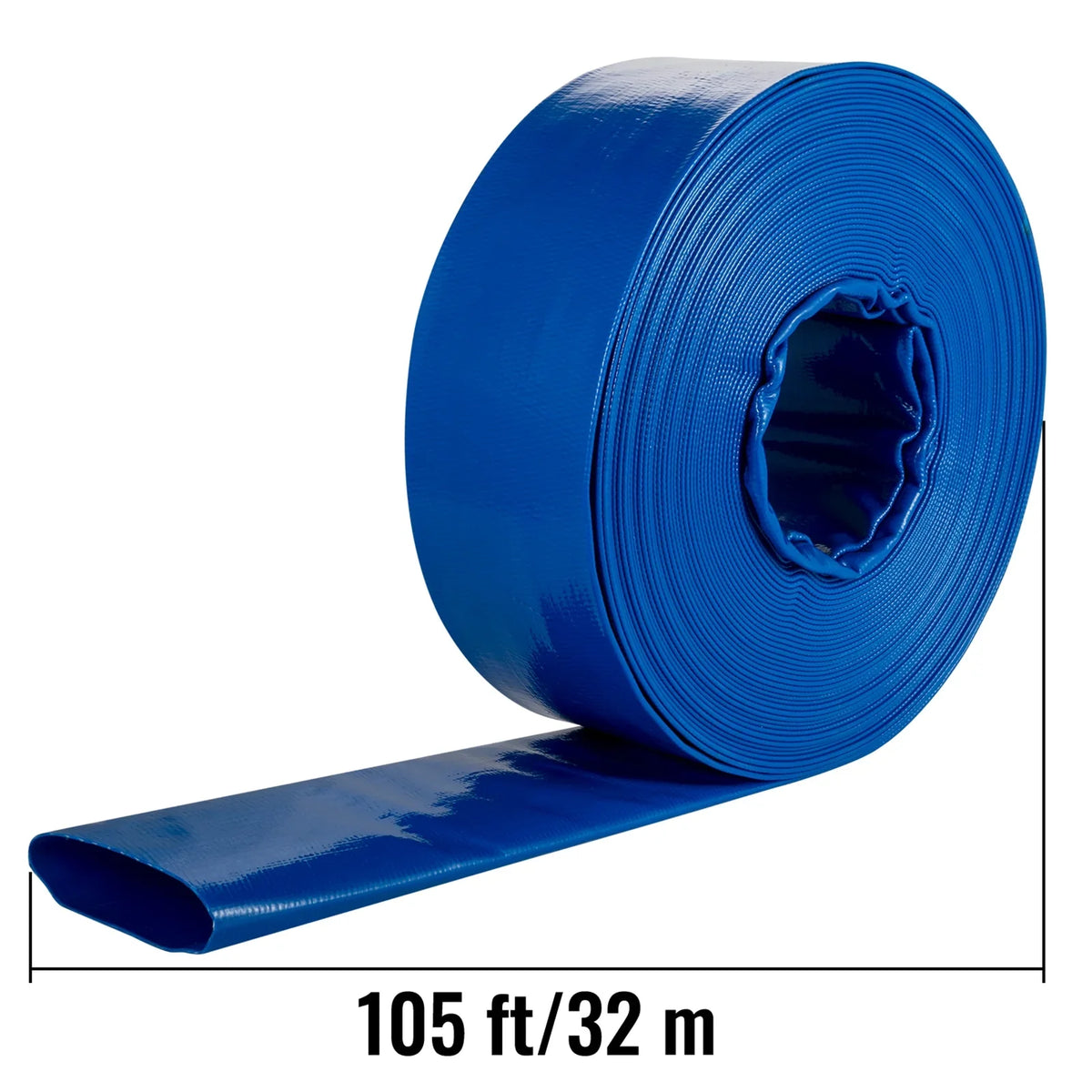 BENTISM Discharge Hose, 1-1/2" x 105', Plastic Fabric Lay Flat Hose, Heavy Duty Backwash Drain Hose with Clamps, Weather-proof & Burst-proof, Ideal for Swimming Pool & Water Transfer