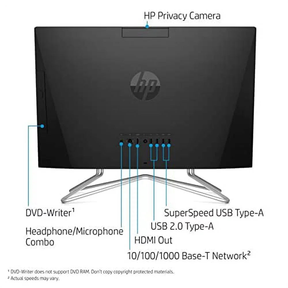 2022 Newest HP All-in-One Desktop, 22" FHD Touch Screen, AMD Ryzen 3 3250U, 12GB RAM, 512GB SSD, Webcam, DVD-RW, HDMI, RJ-45, USB Wired Keyboard&Mouse, WiFi, Windows 11 Home, Onyx