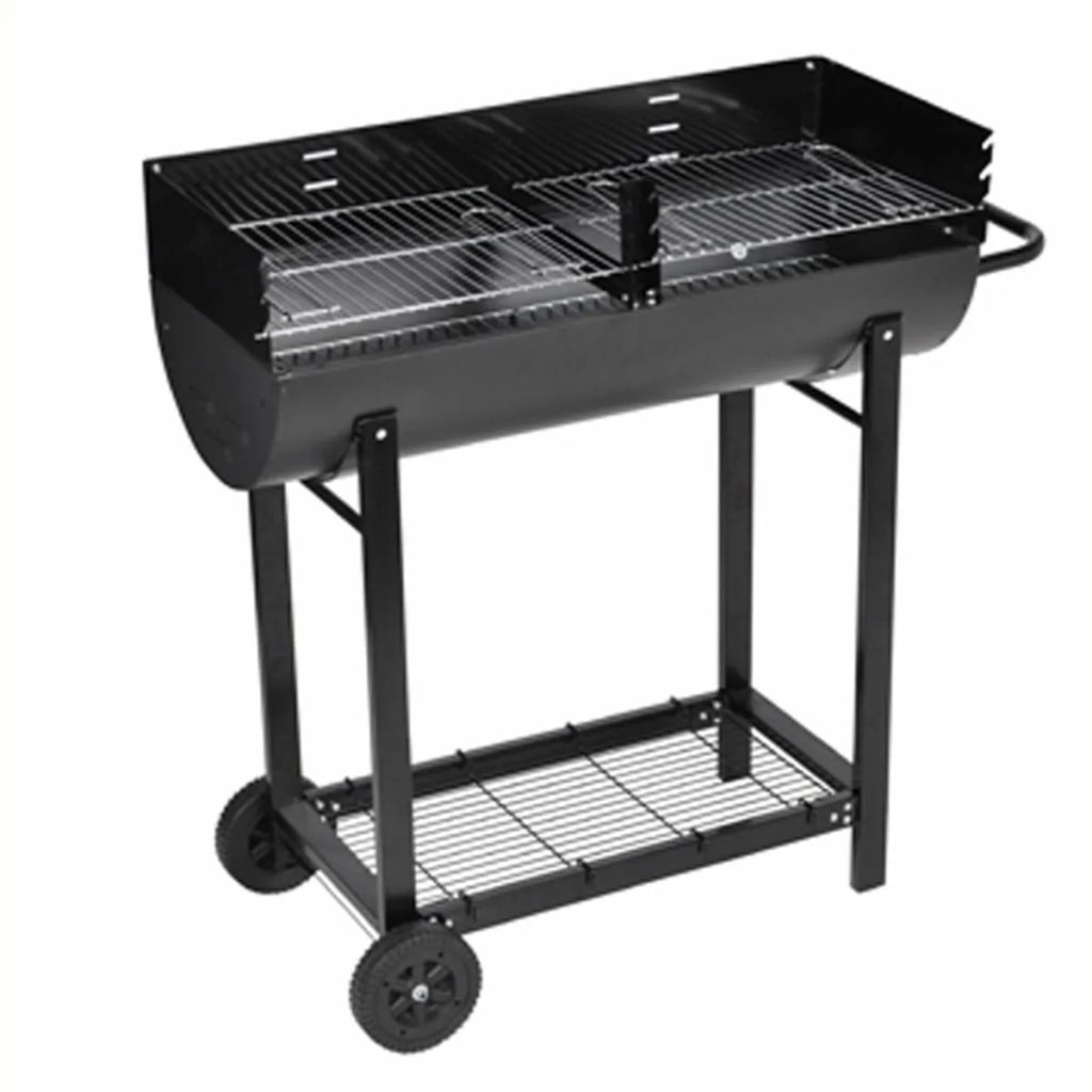 Anself Charcoal BBQ Stand with Lower Shelf and Wheels Steel Barbecue Grill Dark for Camping Cooking, Grilling, Smoking, Picnic, Hiking, Party, Garden, Patio 39.4 Centimeter Length