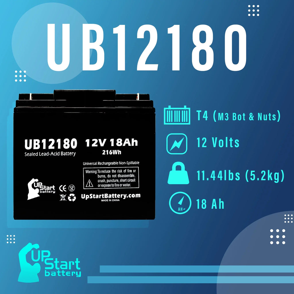 3x Pack - Compatible CSB BATTERY OF AMERICA GP12170 Battery - Replacement UB12180 Universal Sealed Lead Acid Battery (12V, 18Ah, 18000mAh, T4 Terminal, AGM, SLA)