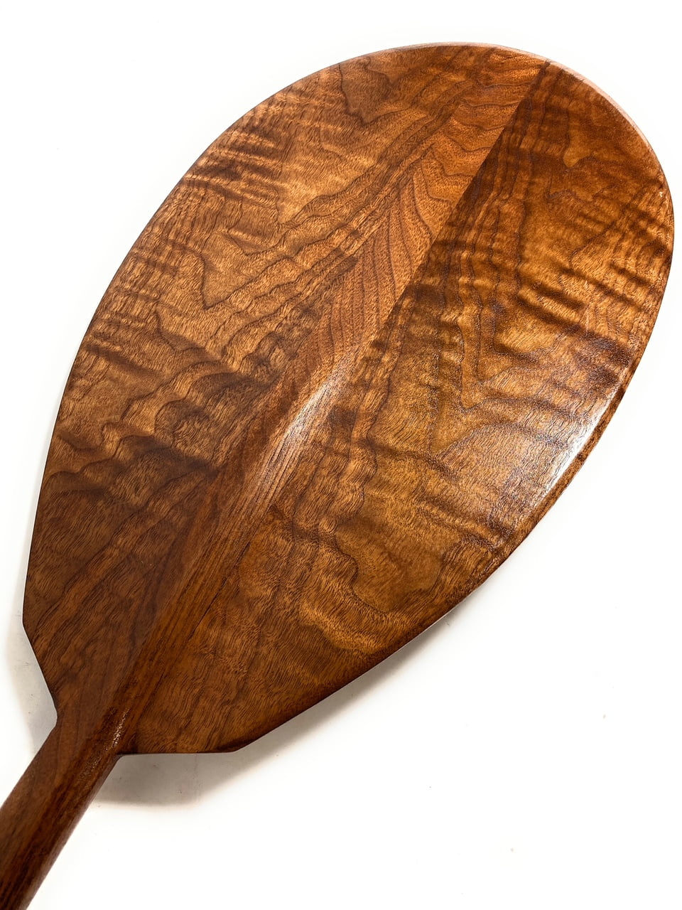 Premium Dark Walnut Tiger Curls Outrigger Paddle 60" Straight Shaft | #koa7018