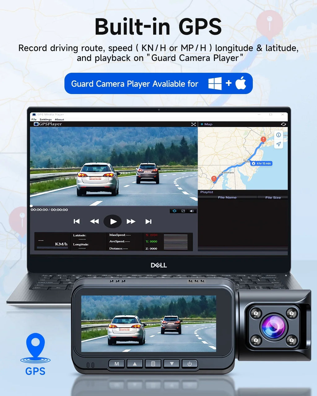 4K Dash Cam Front and Rear TOGUARD 3 Channel Front Inside Rear Dash Camera Car Camera with IR Night Vision, GPS, Loop Recording, G-sensor, Parking Monitor, Motion Detection