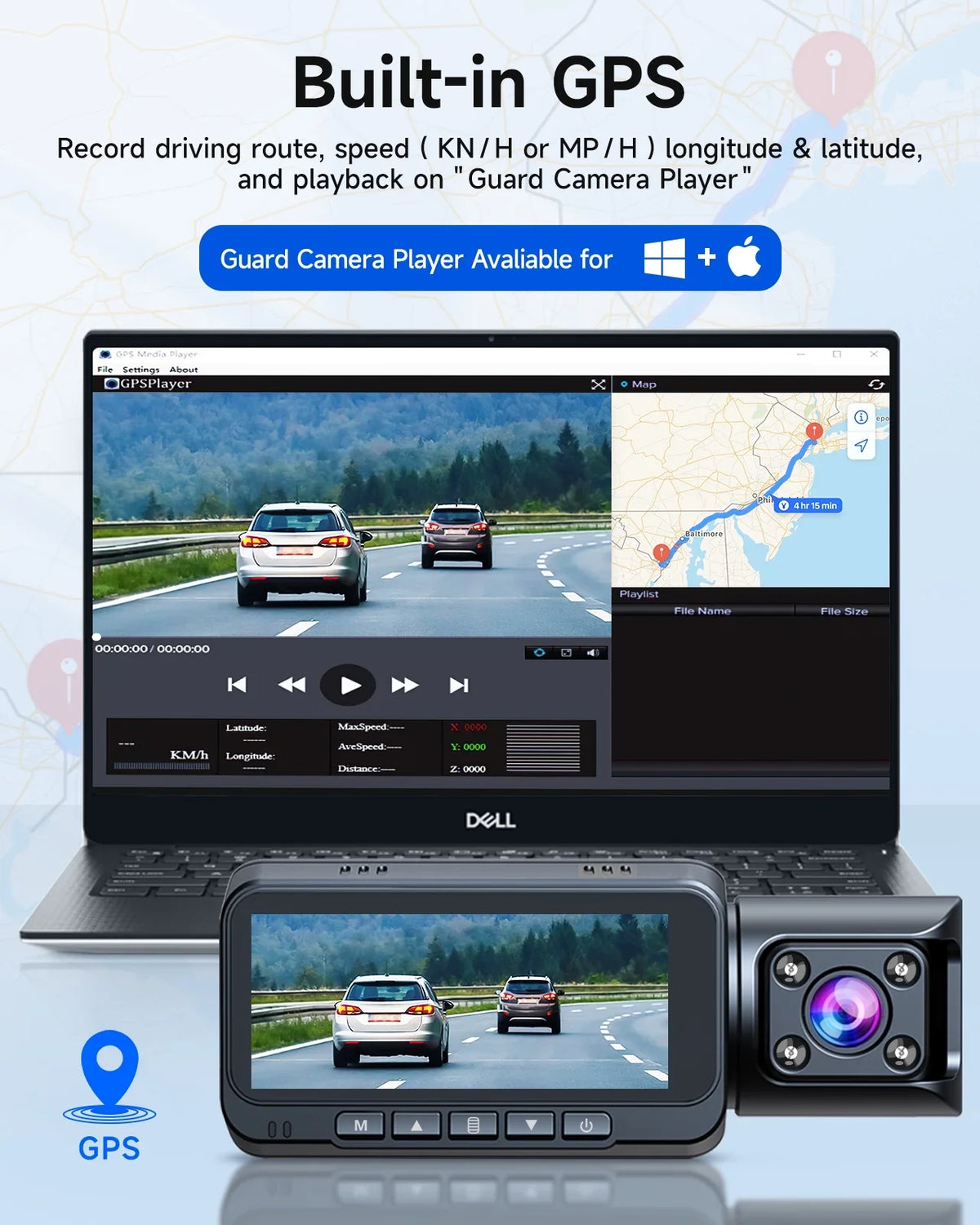 4K Dash Cam Front and Rear TOGUARD 3 Channel Front Inside Rear Dash Camera Car Camera with IR Night Vision, GPS, Loop Recording, G-sensor, Parking Monitor, Motion Detection