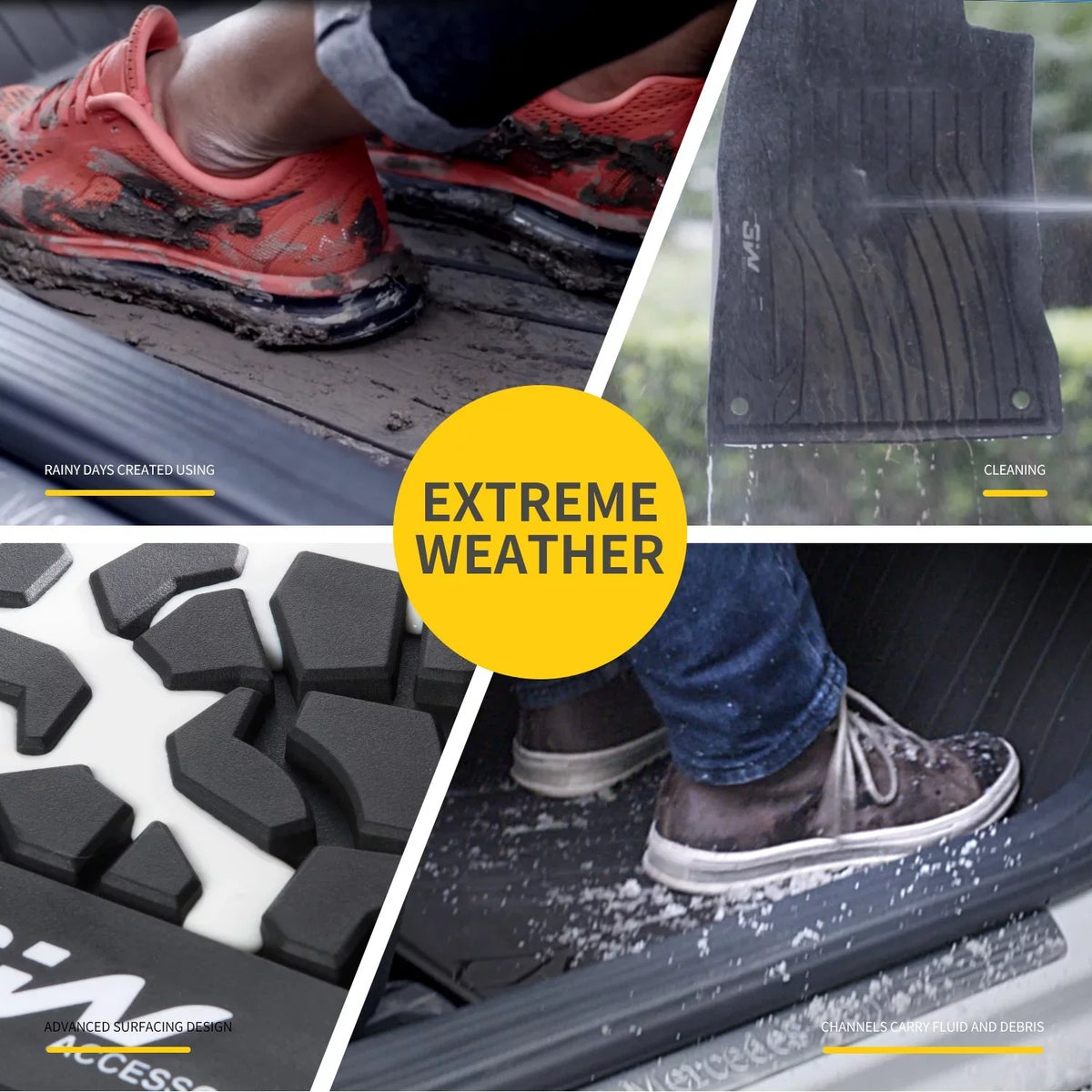 3W Floor Mats for Dodge Ram 2019 2020 (NOT for Storage Under Rear Seat) - Full Set All Weather Ram 1500 Crew Cab Carpet with Non-Toxic TPE 1st & 2nd Row for Bucket Seating, Onyx