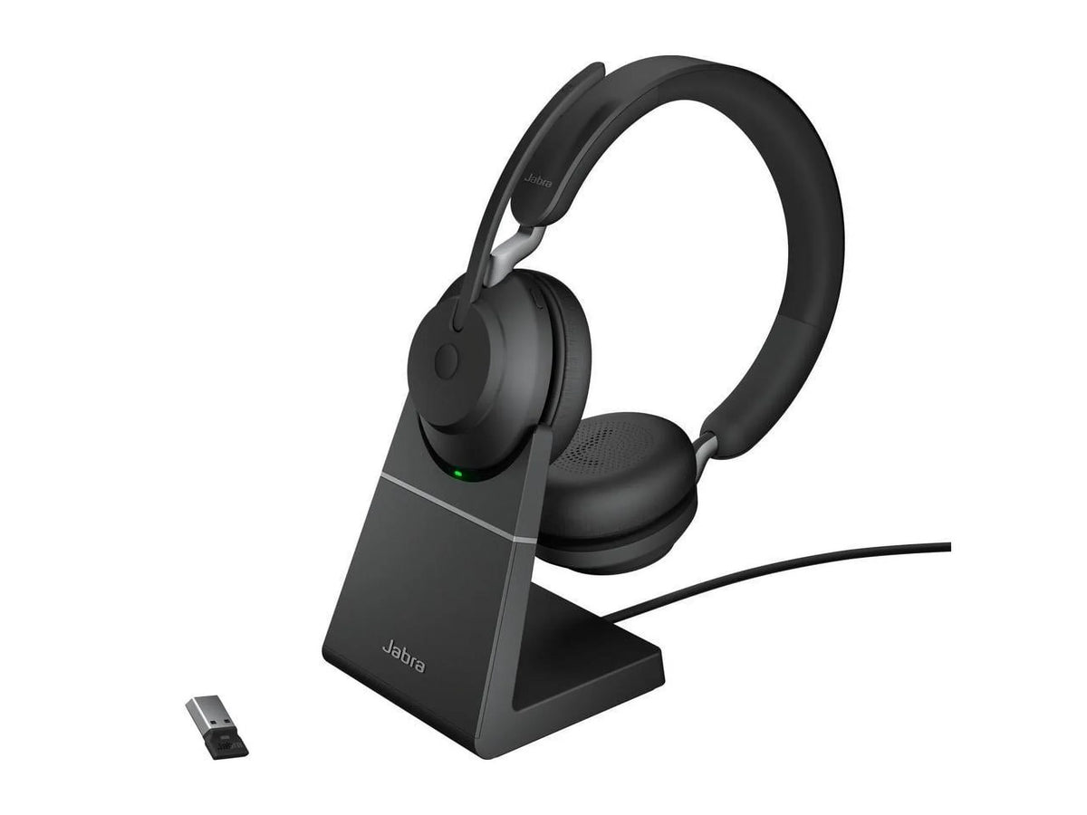 Jabra Evolve2 65 USB-A UC Stereo with Charging Stand - Charcoal Wireless Headset / Music Headphones