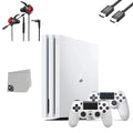 Pre-Owned Sony PlayStation 4 Pro 1TB White Gaming Console With 2 Controller + G11-A Earbuds With Microphone BOLT AXTION Bundle