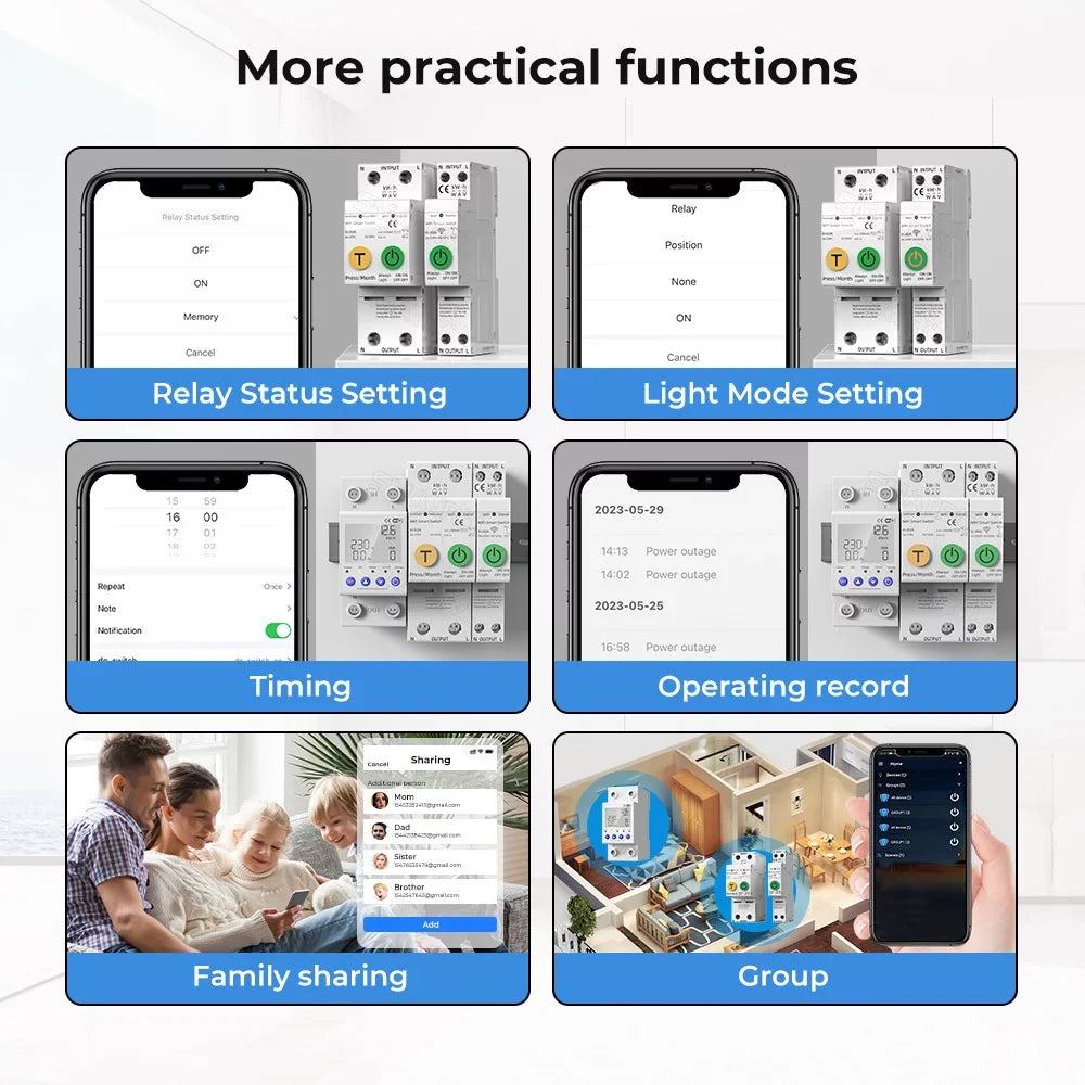 Htovila WiFi Intelligent Automatic Reclosing Protector Multifunctional Current Voltage Meter Protections Values Settable Mobilephone APP Control Compatible with Assistant for Voi