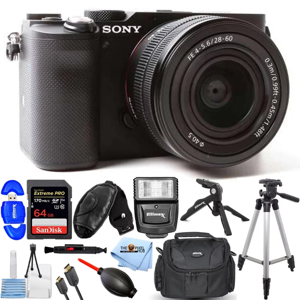 Sony Alpha a7C Mirrorless Camera with 28-60mm Lens Charcoal + 64GB + Flash Bundle