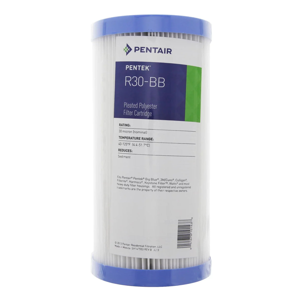 Pentek 155101-43 R30-Bb 9-3/4 Centimeter 30mic Hd Pleated Filter Cartridges
