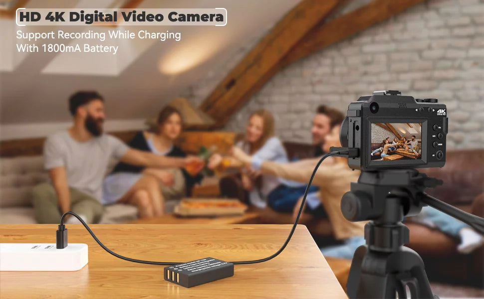 OIEXI 48MP Digital Camera for Photography,4K Video Camera with Front and Rear Dual Cameras,18X Digital Centimeter Screen,32GB Micro Card,Rechargeable Battery,Camera for Dark