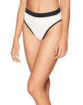 L*Space Womens Frenchi Ribbed High Waisted Swimsuit Bottom, Size XS, Charcoal Vanilla