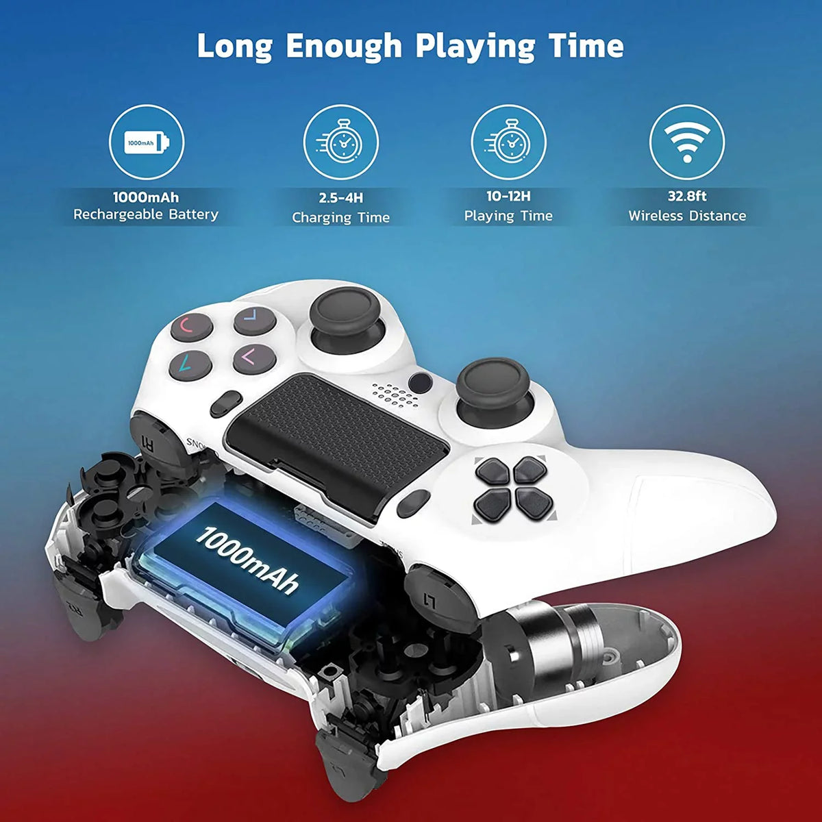 PRO Wireless GamePad Compatible with Samsung Galaxy S22 Ultra 5G Controller Plus 1,000 Battery/Built-In Speaker/Gyro/Remote BlueTooth Slim (White)