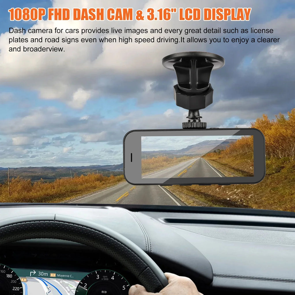TSV Dual Dash Cam, 1080P Front and Rear Dual Dash Camera for Cars, Inch Display, 170° Wide Angle Dashboard Camera Recorder with Parking Monitoring, Motion Detection, G-Sensor, WDR, Dark