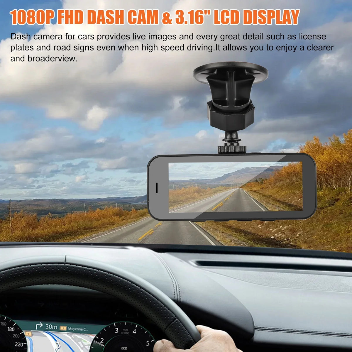 TSV Dual Dash Cam, 1080P Front and Rear Dual Dash Camera for Cars, Inch Display, 170° Wide Angle Dashboard Camera Recorder with Parking Monitoring, Motion Detection, G-Sensor, WDR, Dark