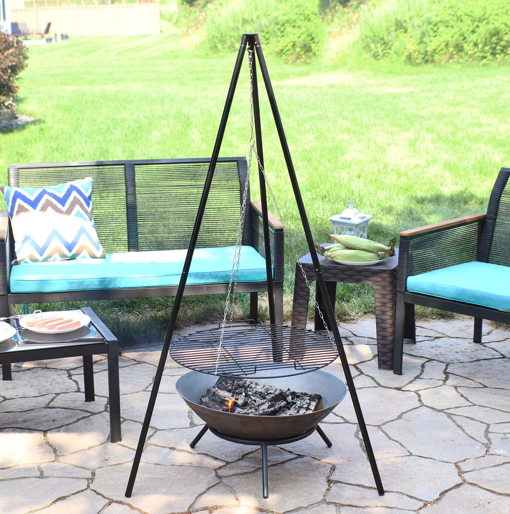 Sunnydaze Tripod Grilling Set with Cooking Grate - 22" Size