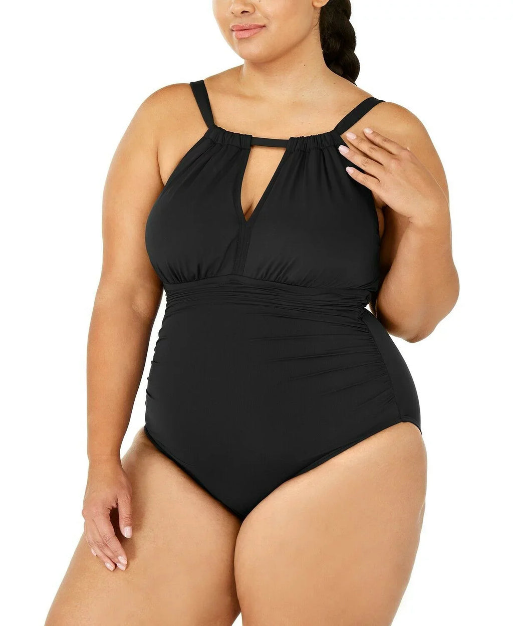 Lauren Ralph Lauren Midnight Plus Size High-Neck Keyhole One-Piece Swimsuit, US S P