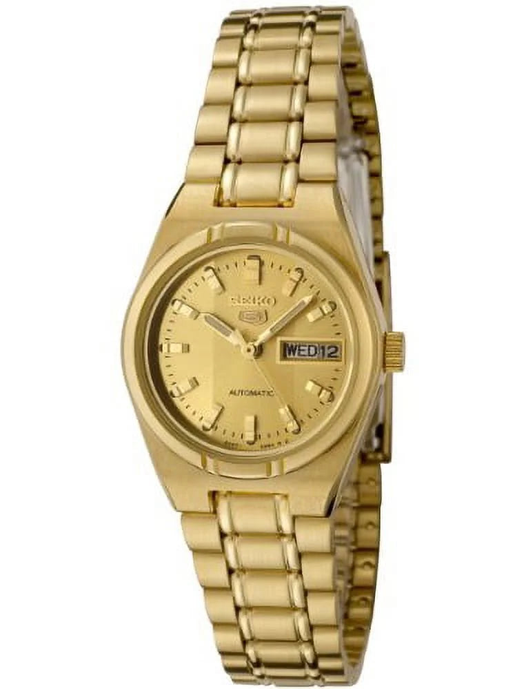 Seiko Women's SYM600K 5 Automatic Gold Dial Gold-Tone Stainless Steel Watch