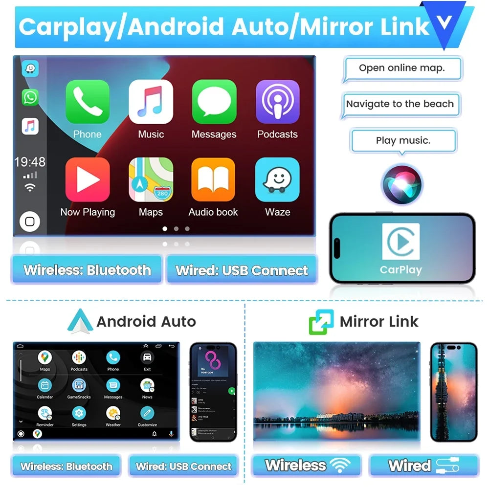 Podofo 2+64G for Honda Civic 2006-2011 Wireless Carplay Android Auto Mirror Link 10'' Touchscreen Car Stereo Radio Android 13 HD 1080P WIFI GPS Hifi FM Bluetooth, AHD Backup Camera