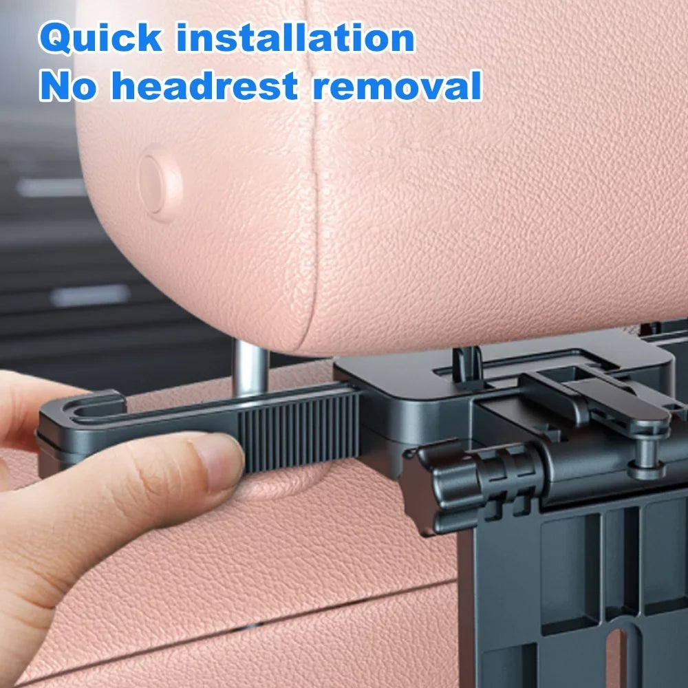 Dcenta Adjustable Car Seat Travel Table Multifunctional Foldable Car Back Seat Food Tray, Car Table with Phone Holder for Working, Writing, Eating Onyx