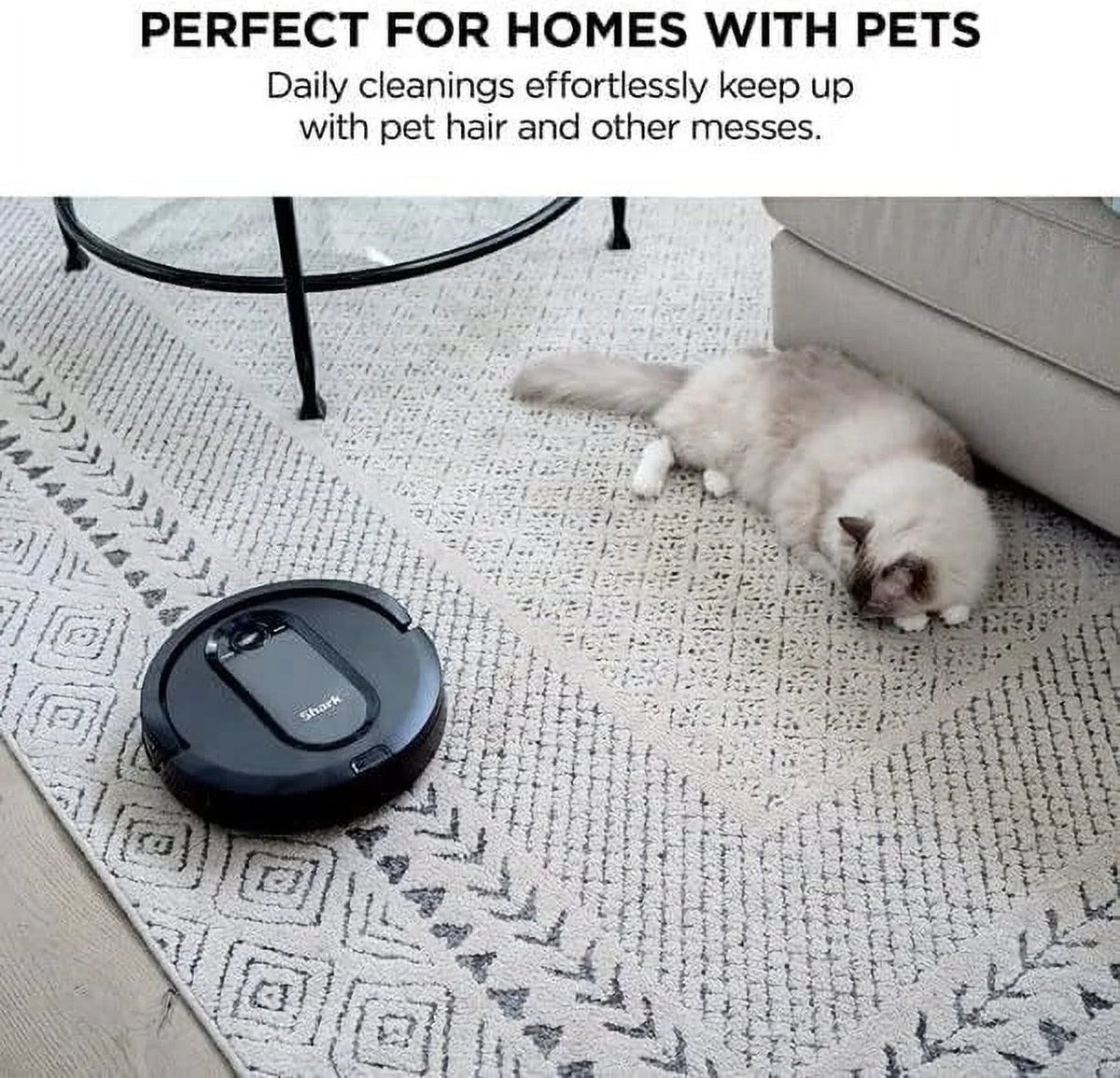 Restored Shark RV990 EZ Robot Vacuum with Row-by-Row Cleaning, Powerful Suction, Perfect for Pet Hair, Wi-Fi, Carpets & Hard Floors Dark Renewed