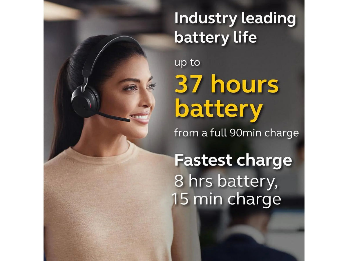 Jabra Evolve2 65 USB-A UC Stereo with Charging Stand - Charcoal Wireless Headset / Music Headphones