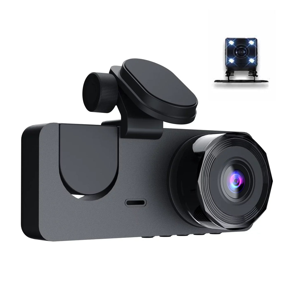 Shinysix 1080P DVR Dash Camera Front & Inside & Rear Camera Driving Recorder 2 Centimeter Screen Dashcam Support Night-Vision Loop Recording Motion Detection One-Key Lock