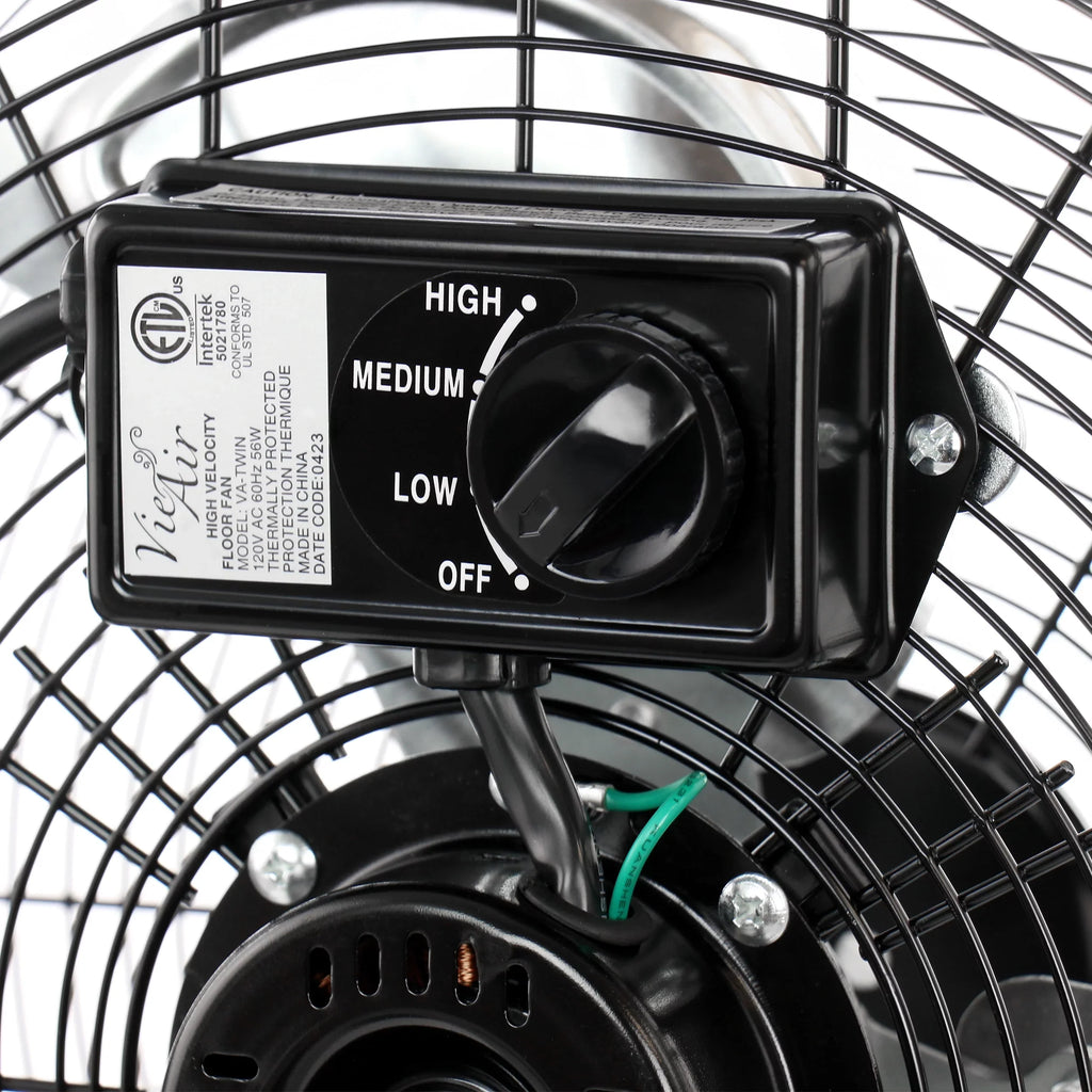Vie Air 14 Unit Twin Pack Industrial High Velocity Heavy Duty Metal Floor Fan with 3 Speed Settings
