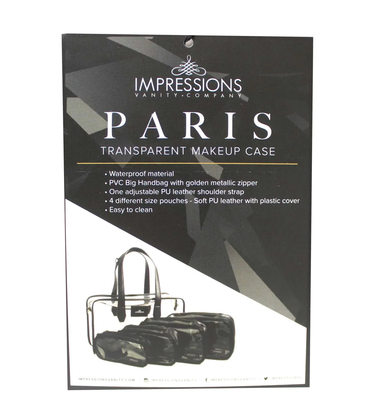 Impressions Vanity Paris Transparent Makeup Case with Adjustable Shoulder Strap (Transparent)