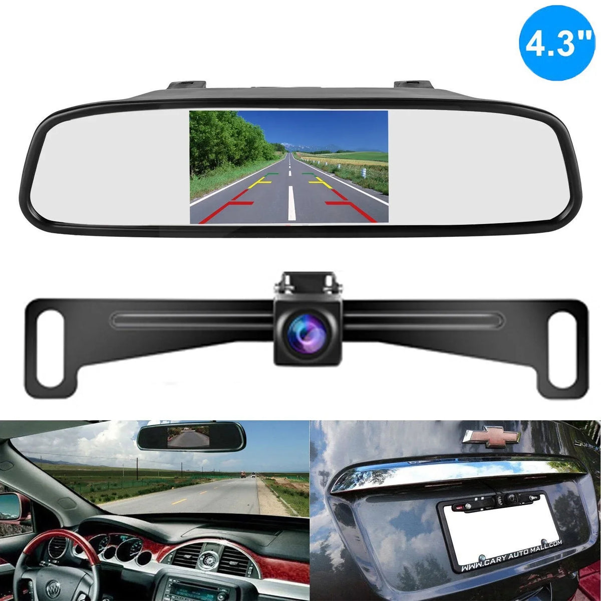 Centimeter HD Monitor Car Backup Reverse Camera Rear View Parking License Plate System