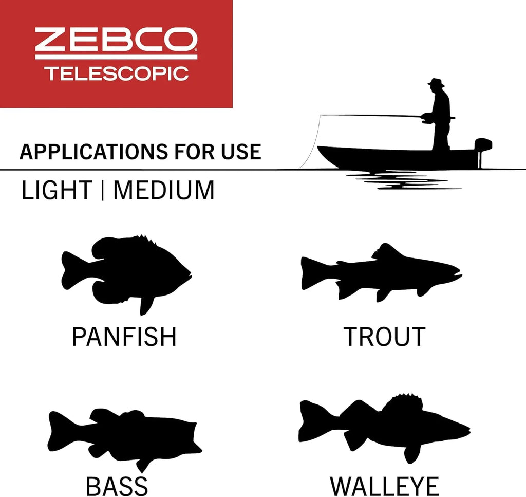 Zebco 33 Spinning Reel and Telescopic Fishing Rod Combo, 6-Foot Rod, Size 30 Reel, Dark