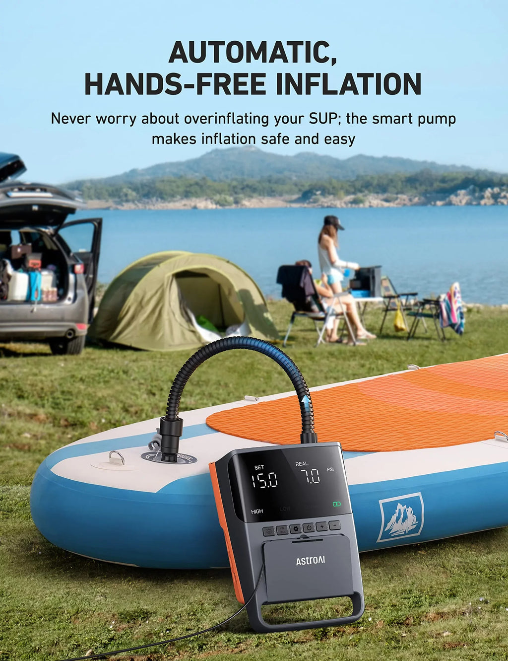 AIRUN Paddle Board Pump, 20 PSI High-Pressure SUP Electric Pump