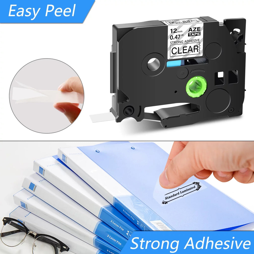 GREENCYCLE 40PK Compatible for Brother P-touch Onyx on Clear 12mm TZ TZe TZe-S131 TZ-S131 TZ-131 TZe-131 Extra Strength Laminated Label Tape