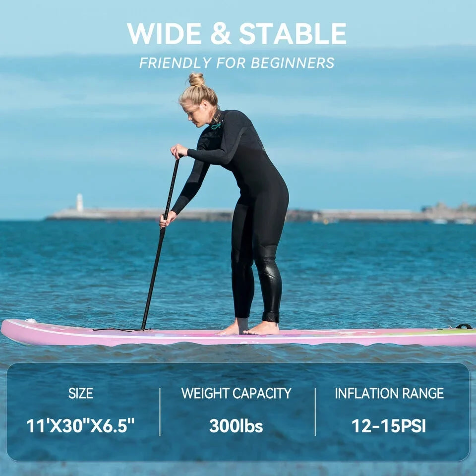 FULLWATT 11FT Stand Up Paddle Board Inflatable SUP Surfboard Complete Kit with Kayak Seat
