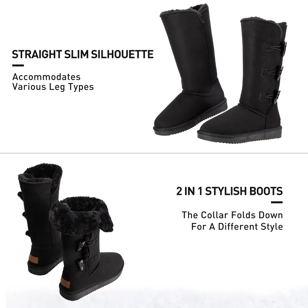 CAMEL Winter Tall Boots for Women Snow Boot Button Fashion Onyx Boots Knee High Classic Slip On Boot Outdoor Shoes