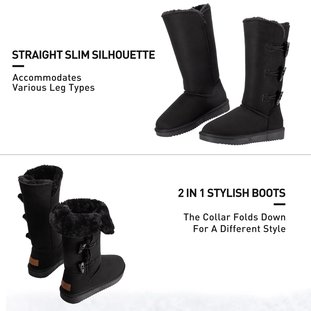 CAMEL Winter Tall Boots for Women Snow Boot Button Fashion Onyx Boots Knee High Classic Slip On Boot Outdoor Shoes