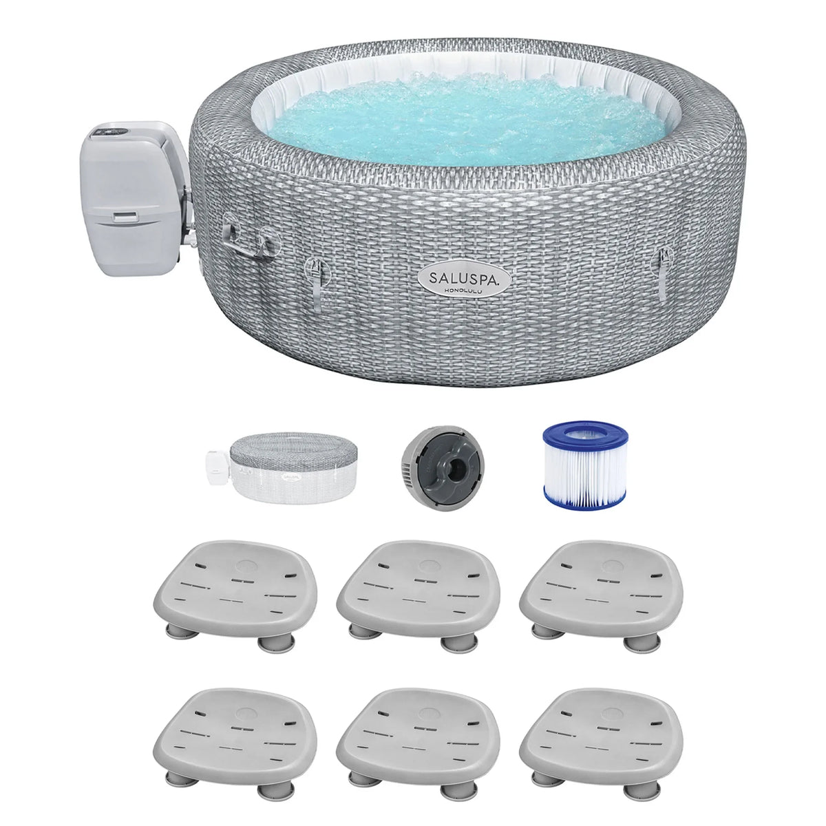 Bestway Coleman Honolulu AirJet Hot Tub with 6-Pack SaluSpa Spa Seat