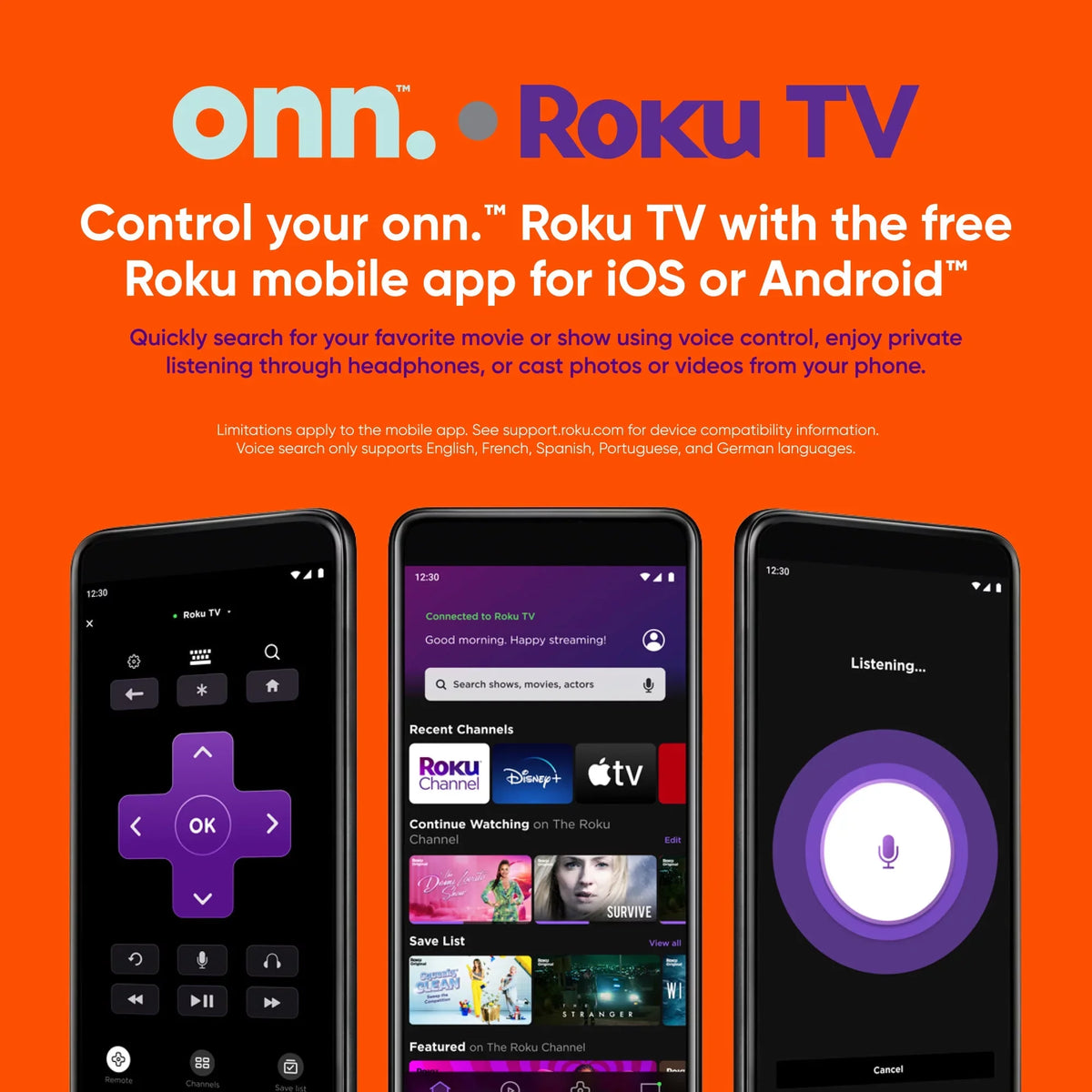 onn. 58” Class 4K UHD (2160P) LED Roku Smart TV HDR (100069454)