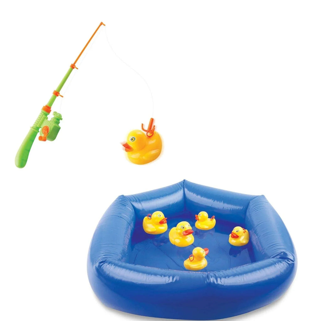 Toddler fishing game for Everyday Kid’s Fun - 12 Pcs Fishing Game for Kids To Keep them Occupied on Holidays with Toy Fishing Pole, Reel and Hook Line, 18 Inch Inflatable Pool and 10 Floating Ducks