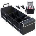 Glamor D Collapsible Trunk Organizer with Insulated Leak-proof Cooler Bag - 5-in-1 Car & SUV Cargo Storage Solution with Foldable Lid, Removable Dividers, and 2 Tie-Down Straps - Charcoal