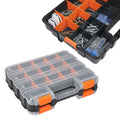 Uxcell 2pcs Double Side Tool Organizer 12.6"x10.6"x3.1" 30-Compartment Hardware Storage Box with Removable Dividers