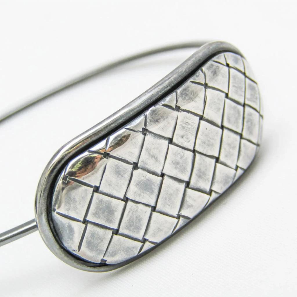 Pre-Owned Bottega Veneta Intrecciato Plate Silver 925 Bangle Silver (Good)