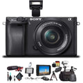 Sony Alpha a6300 Mirrorless Camera W/ 16-50mm Lens Onyx ILCE6300L/B W/ Soft Bag, Zhiyun-Tech WEEBILL Stabilizer, 2x Extra Batteries, Rode Mic, 2x 64GB Cards, 4K Monitor , Plus Essential Accessories