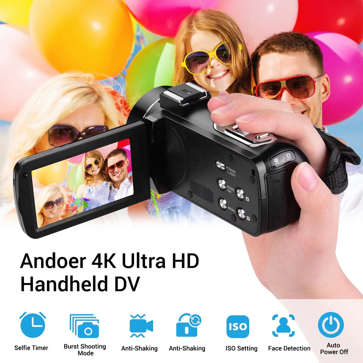 Andoer-2 Video Unit IPS Monitor IPS Monitor Burst 3.0 Unit IPS Monitor Burst Function DV Professional Video 4K Handheld Camera 3.0 Unit Video Camera AINN